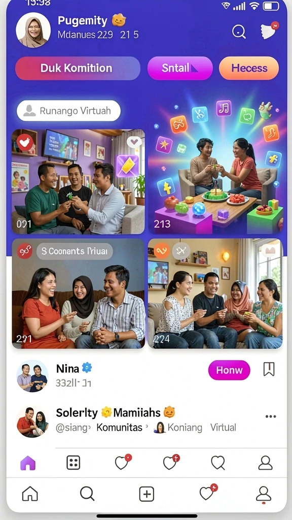 untunggo - Fitur interaksi sosial dengan pemain lain.